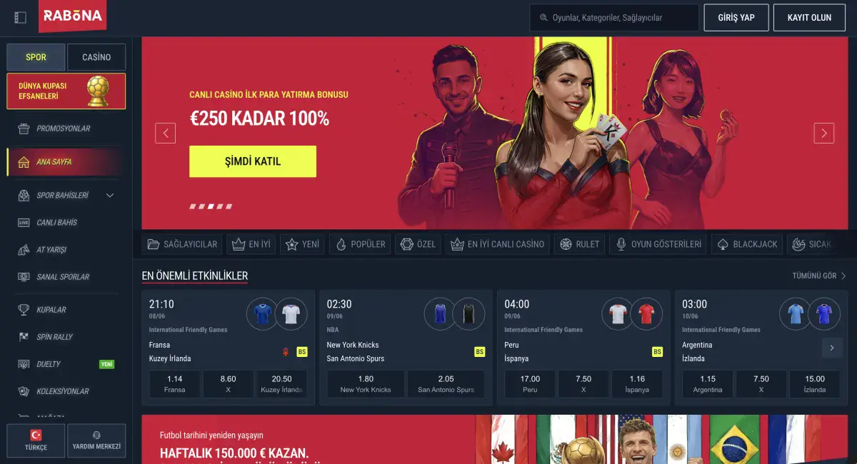 Capture d'écran du casino Rabona - kripto casino n°3